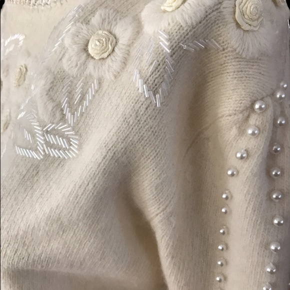 Braemar Vintage lambs wool angora rabbit hair cream sweater - Picture 2 of 4
